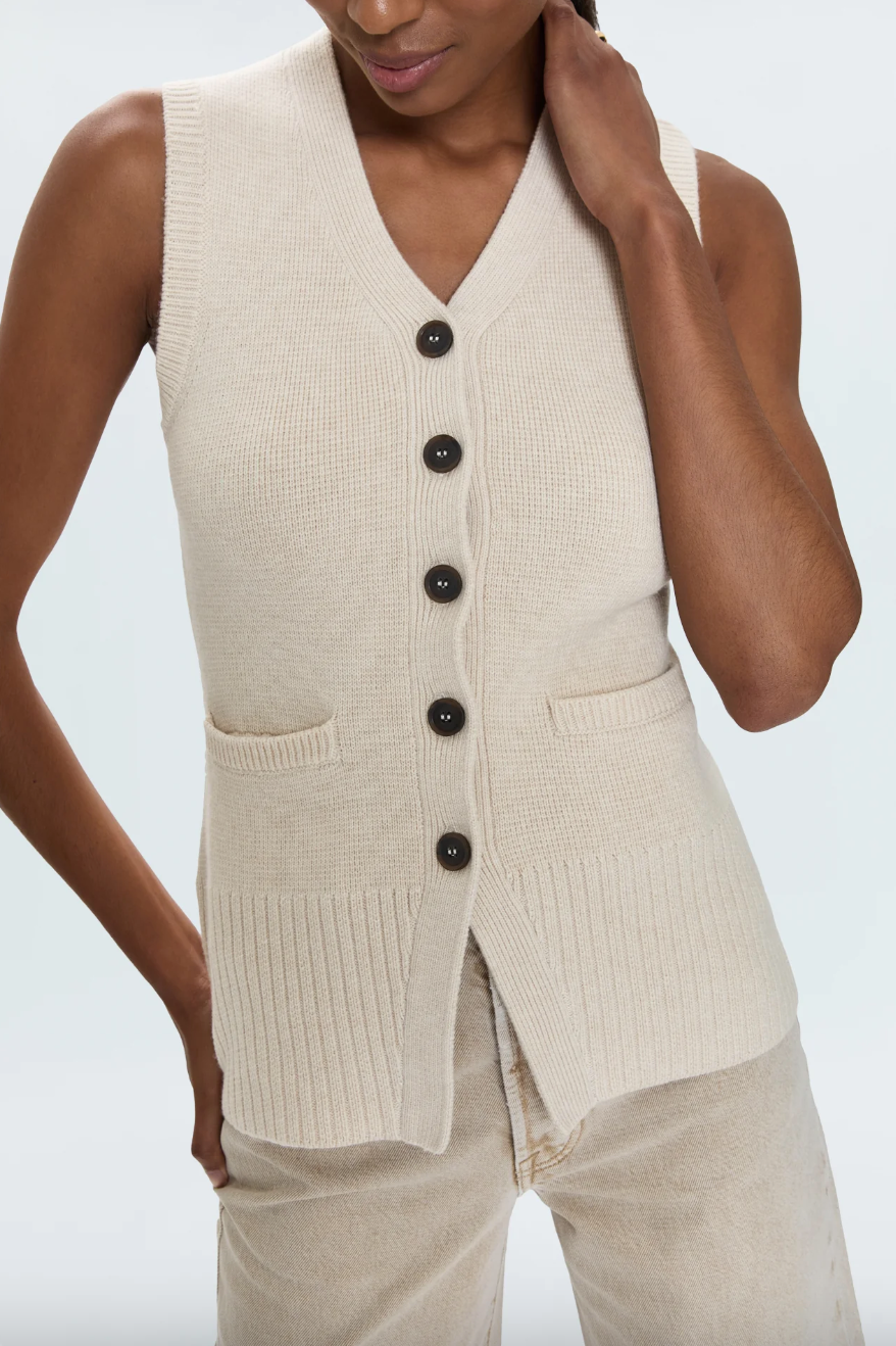 Audra Vest Cardigan-Tan