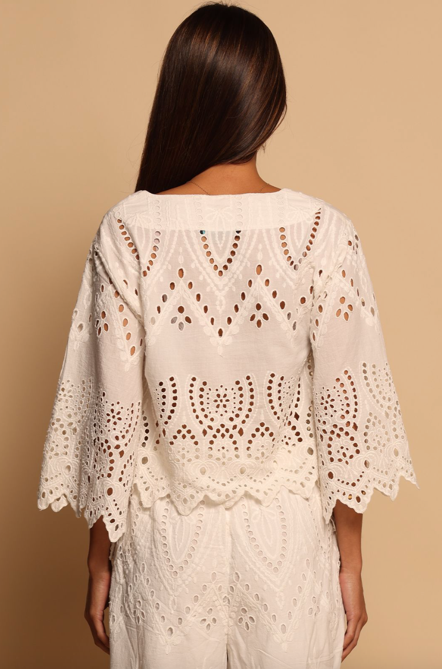 Chloe Eyelet Top-Ivory