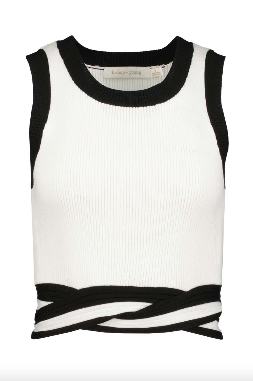 Color Block Tank-White