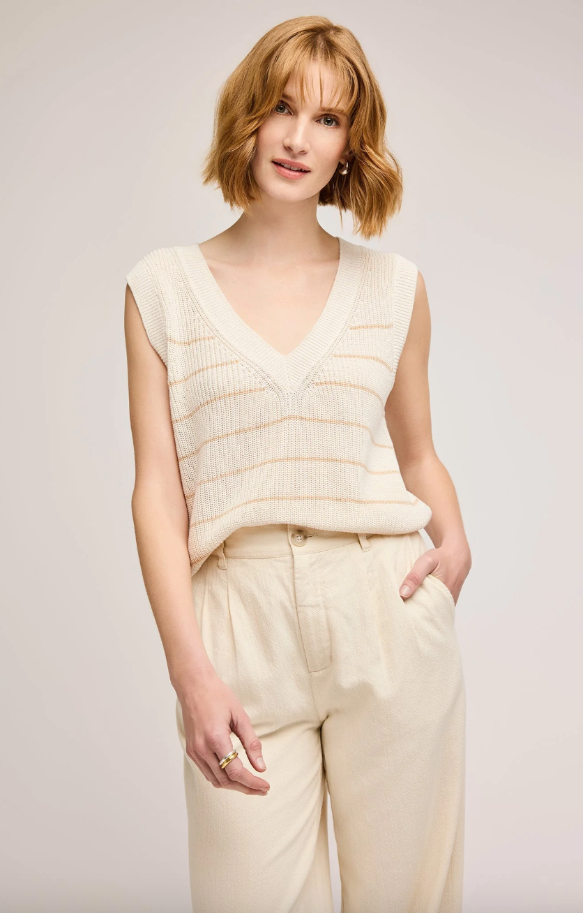 Tanner Knit Vest-Shell Stripe