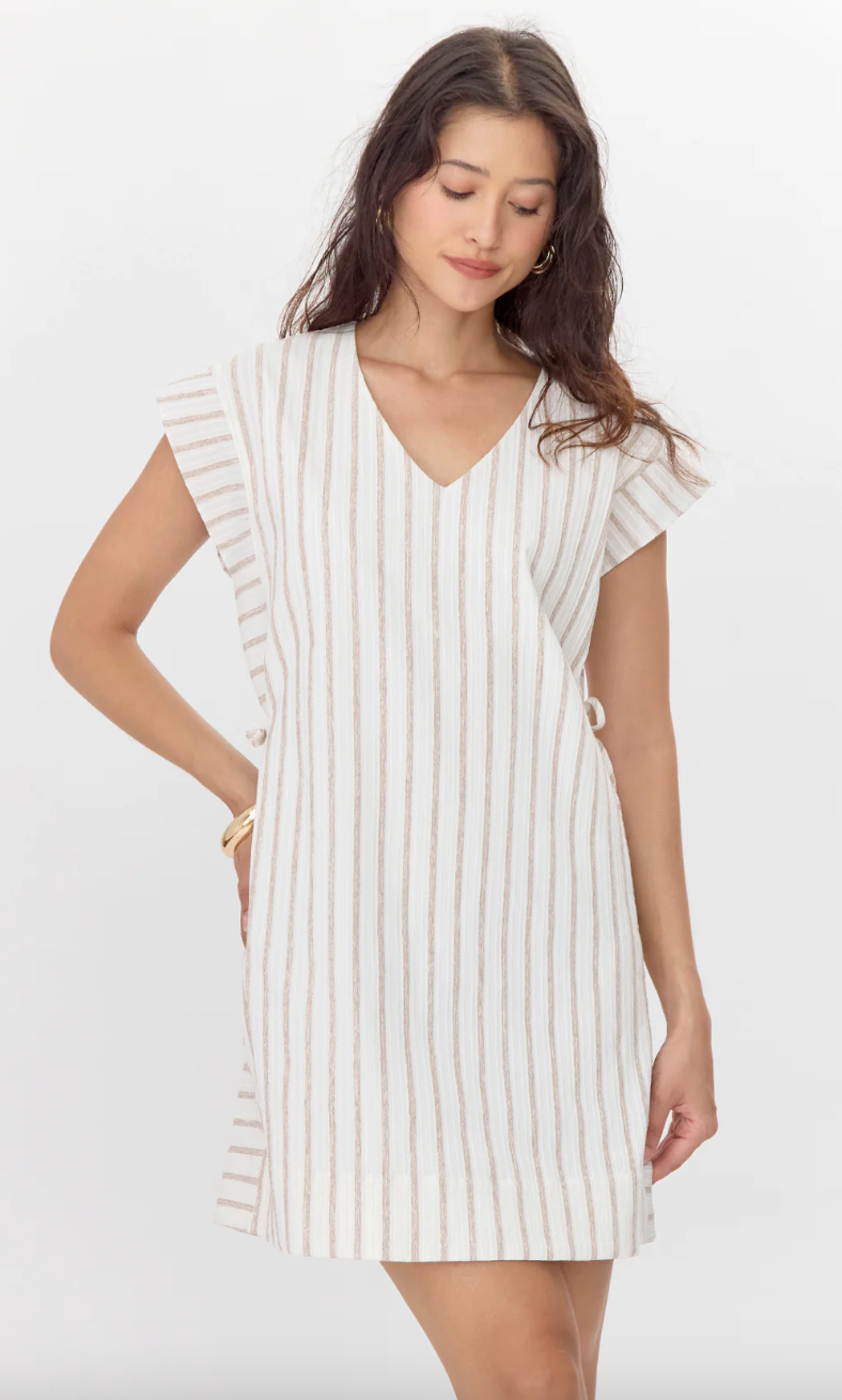 Joanna Side Tie Dress-Cream