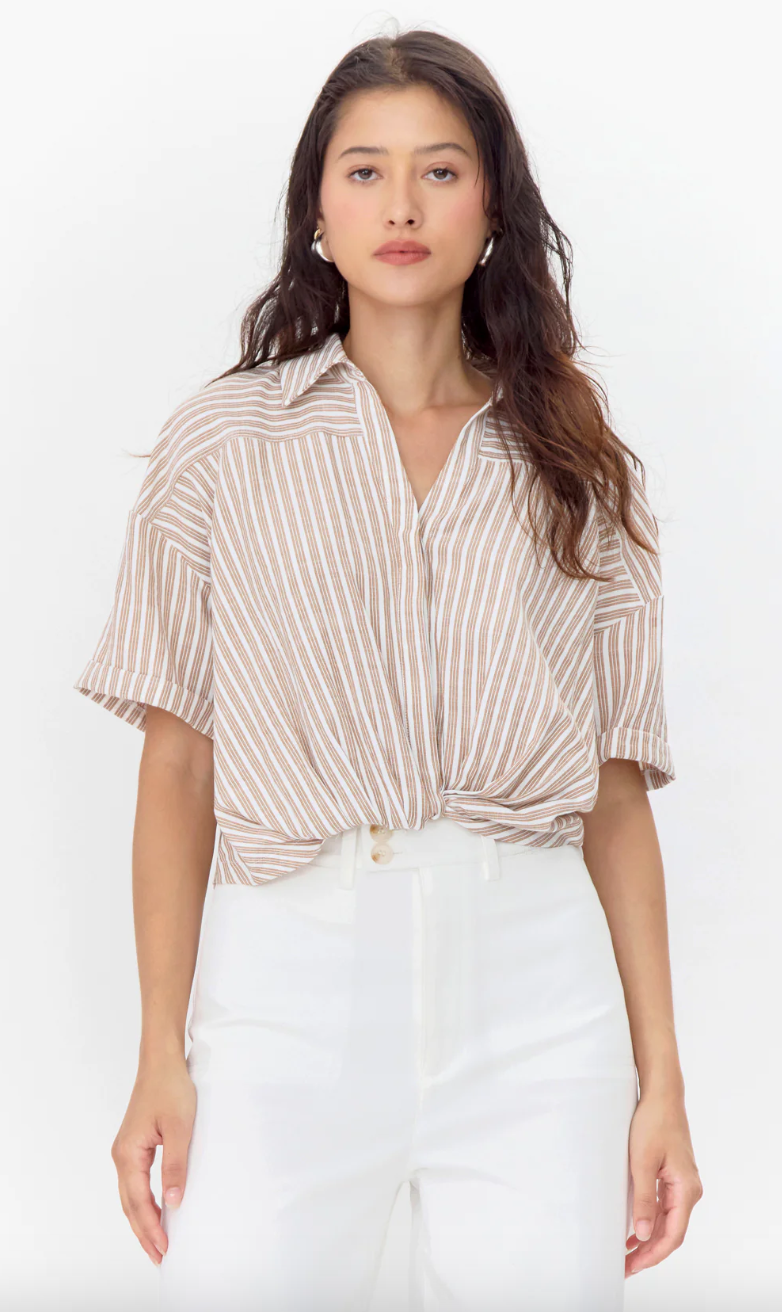 Maria Twist Top-Chestnut