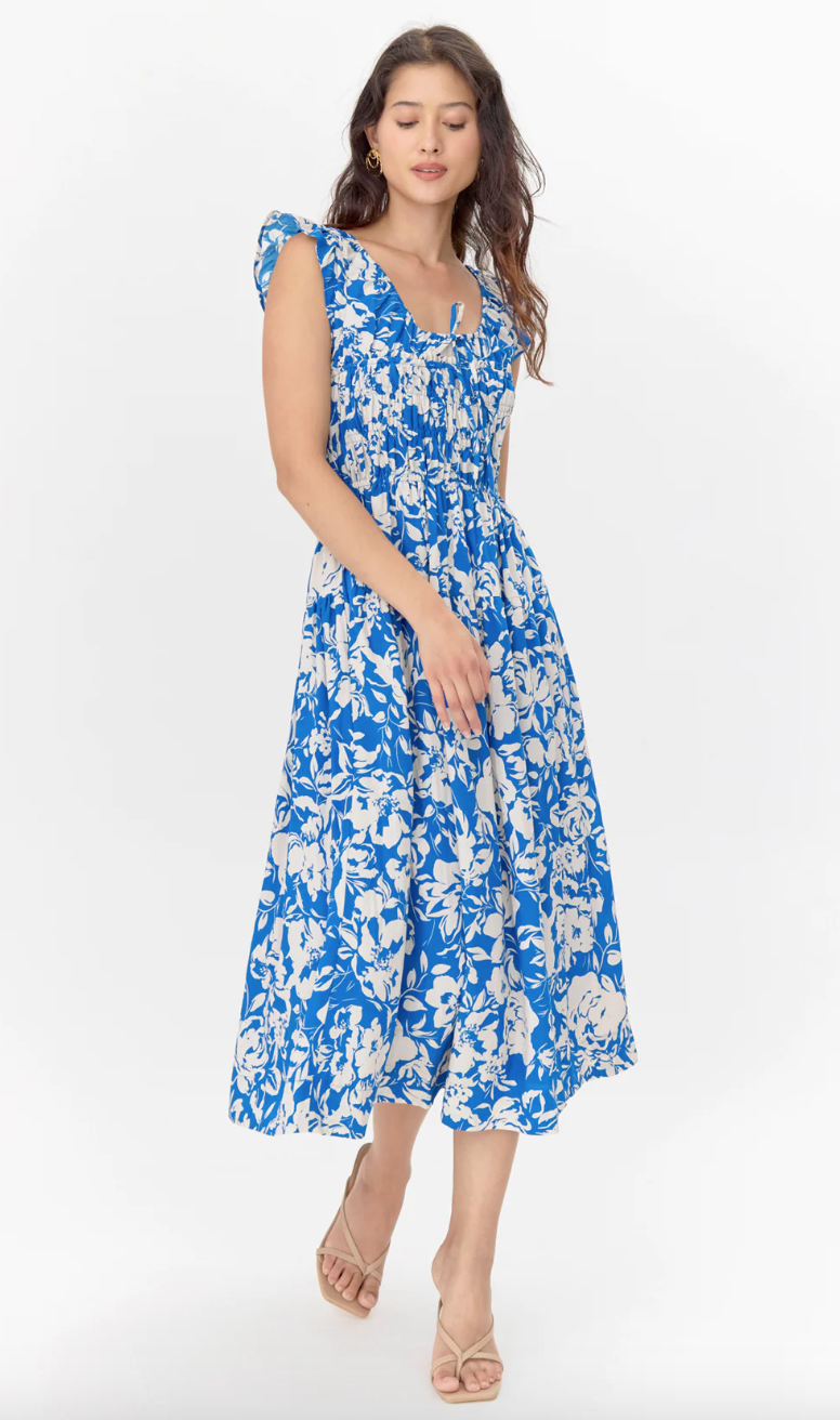 Daria Dress-Blue/Cream