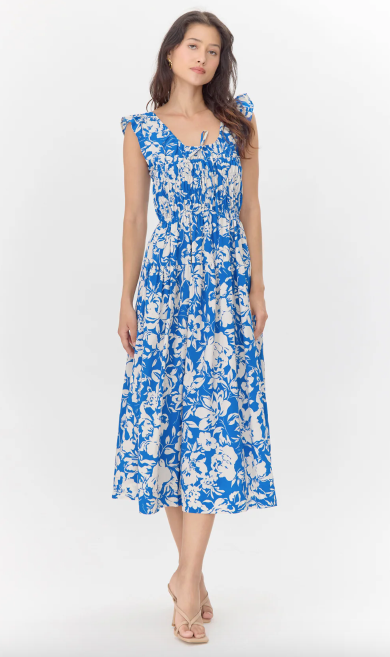 Daria Dress-Blue/Cream