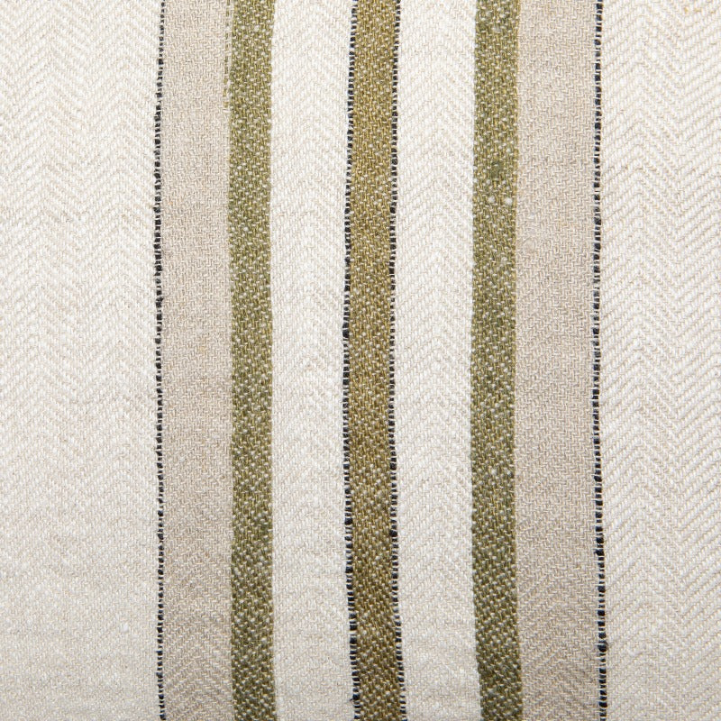 Antwerp Olive Striped Linen Pillow 22" x 22"-Final Sale