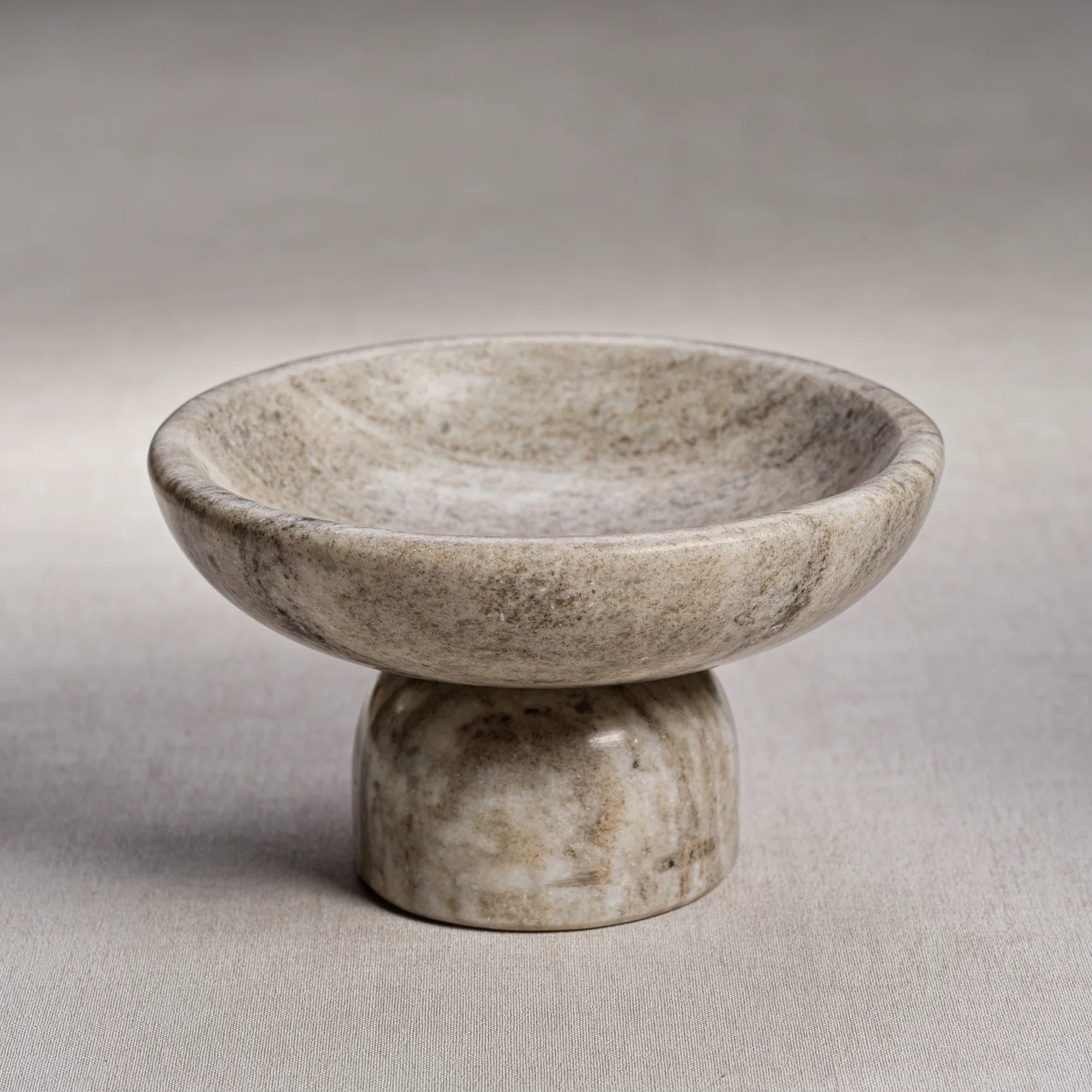 Taupe Marble Footed Bowl