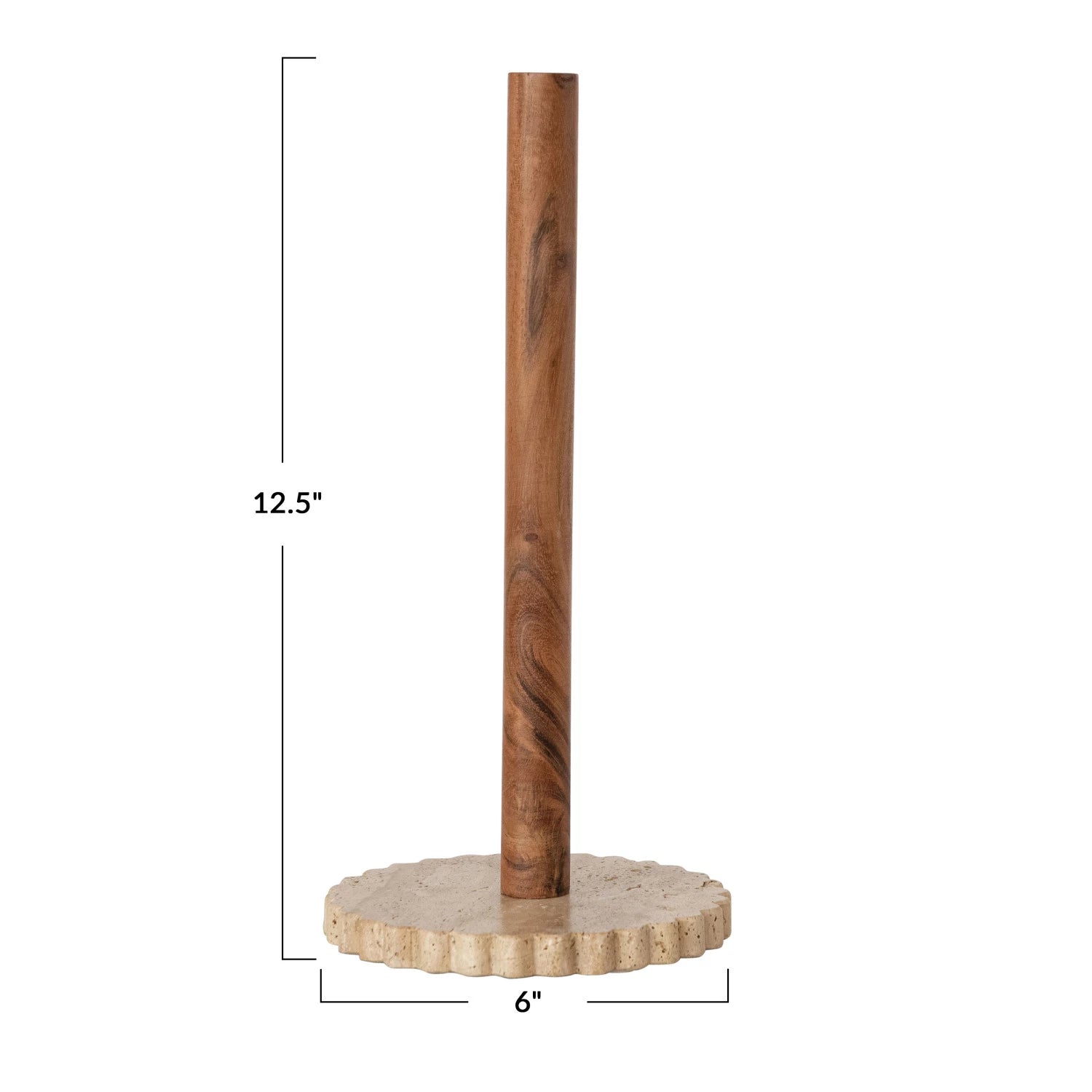 Wood Paper Towel Holder w/ Travertine Base