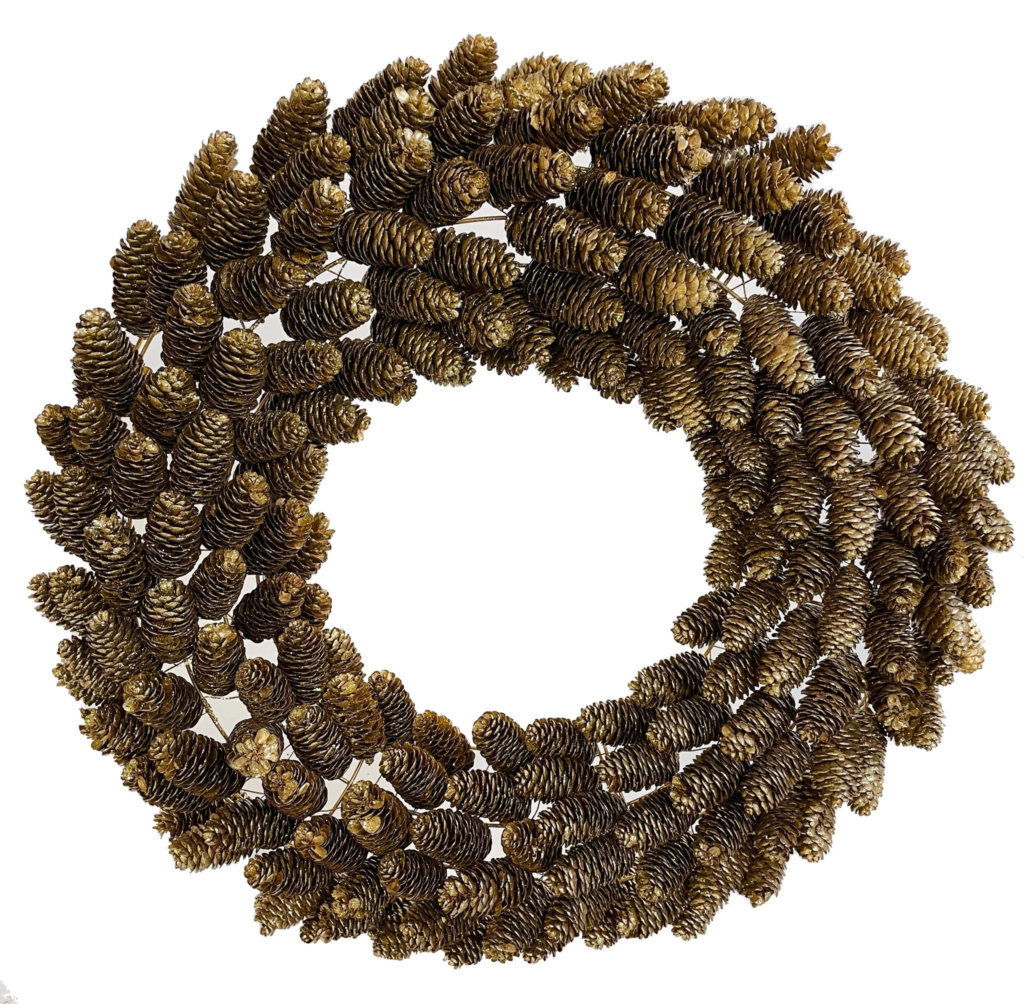 27in Fir Cone Gold Glitter Wreath