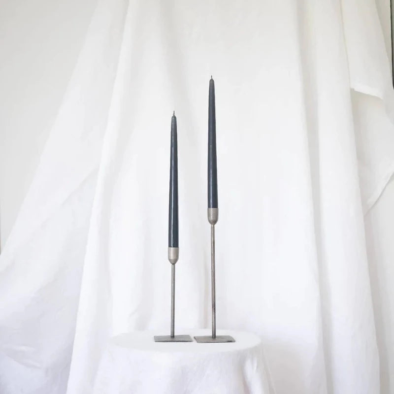 Charcoal Taper Candles - Set of 2