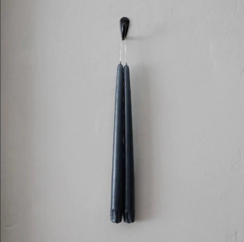 Charcoal Taper Candles - Set of 2