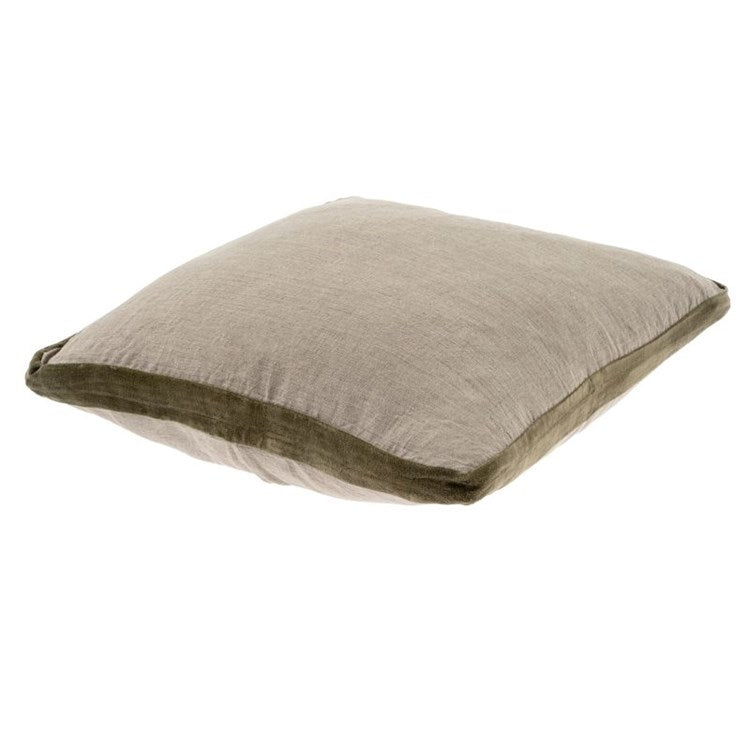 Moss Velvet Trim Pillow