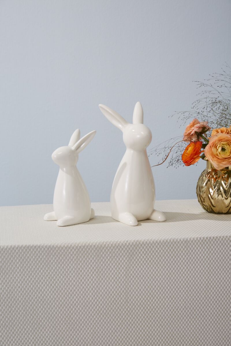 White Glazed Bunny Figurine (2 Sizes)