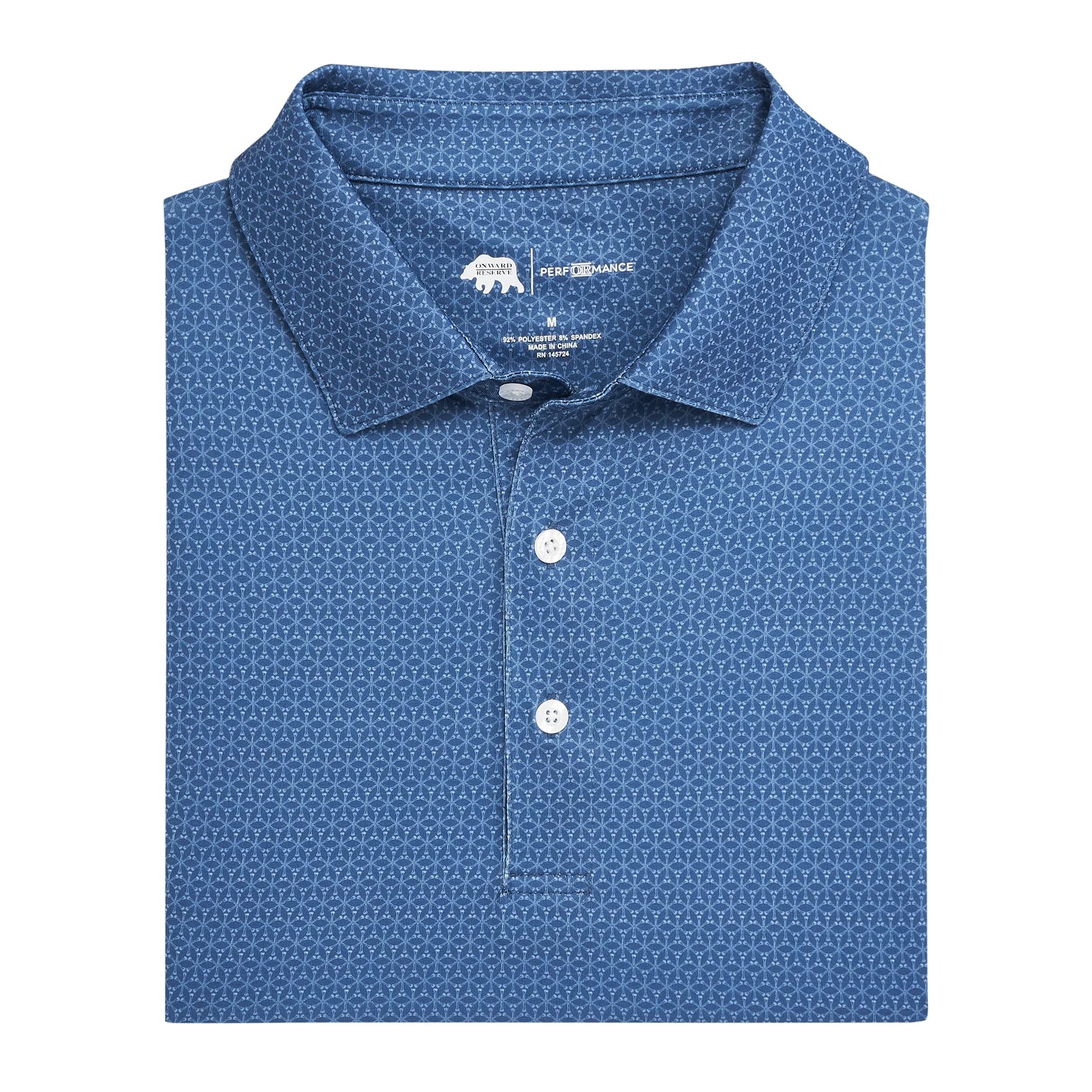 Out of Office Printed Performance Polo -Navy