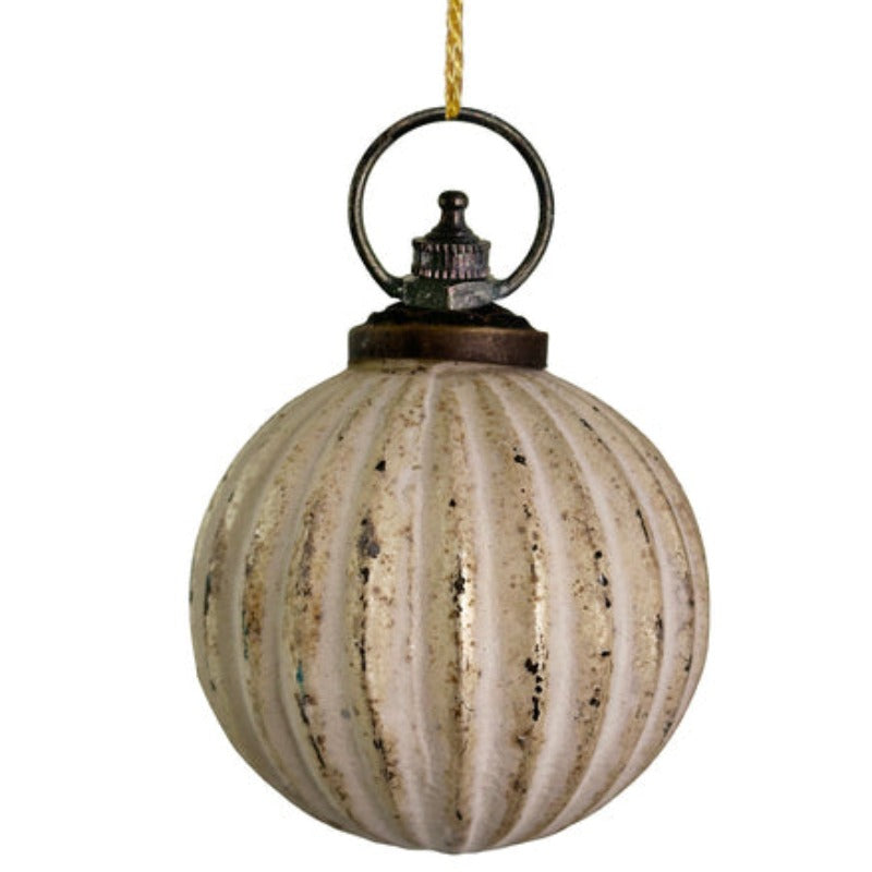 Ribbed Glass Gold Patina Ornament (2 Sizes)