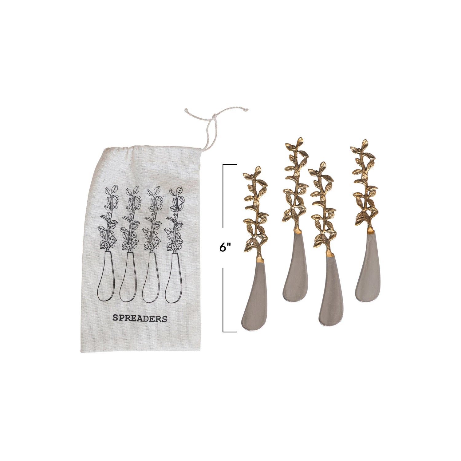 Cheese Spreaders with Leaves Handles (Set of 4)