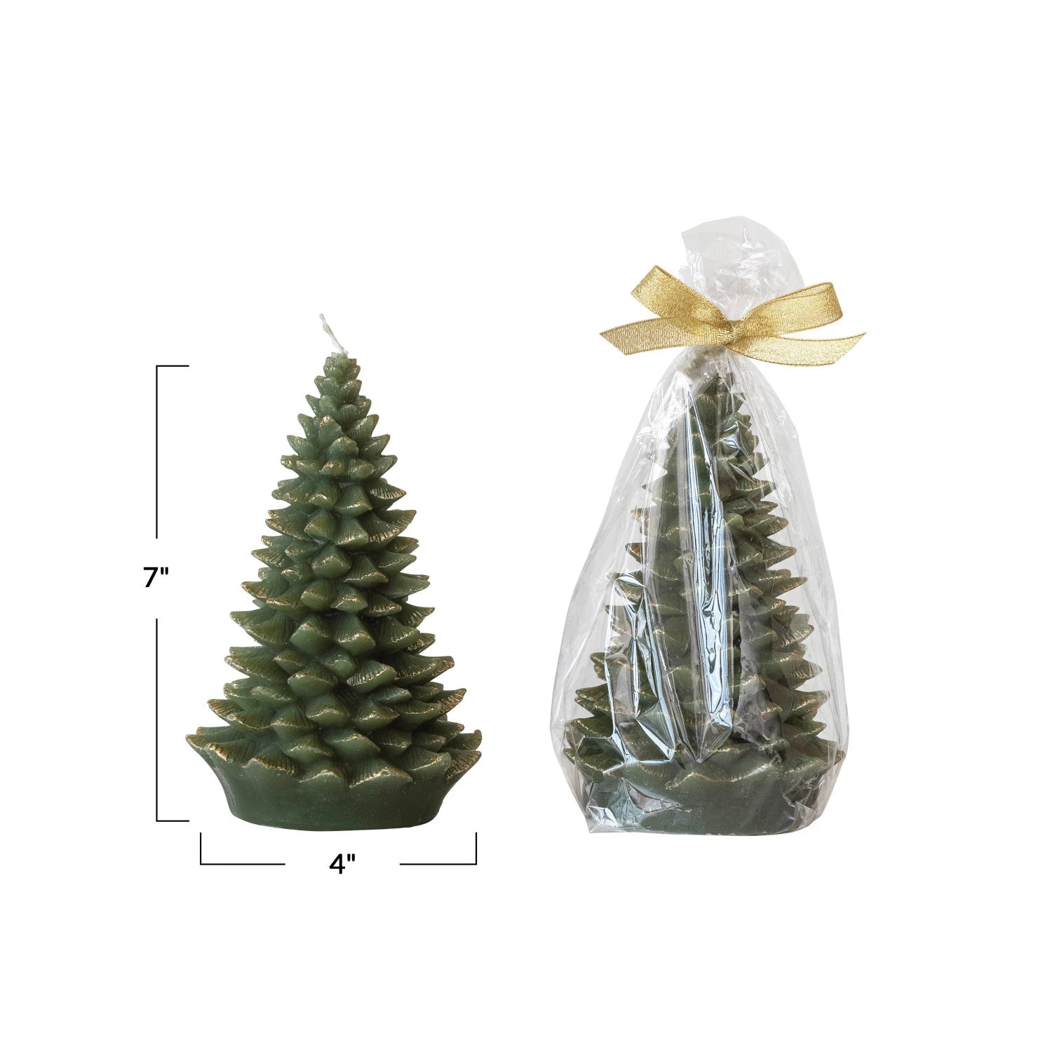 Evergreen Tree Candle w Gold Tips (2 Sizes)