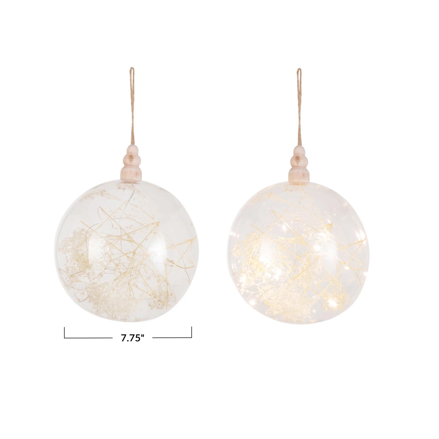 Glass & Wood LED Ornament