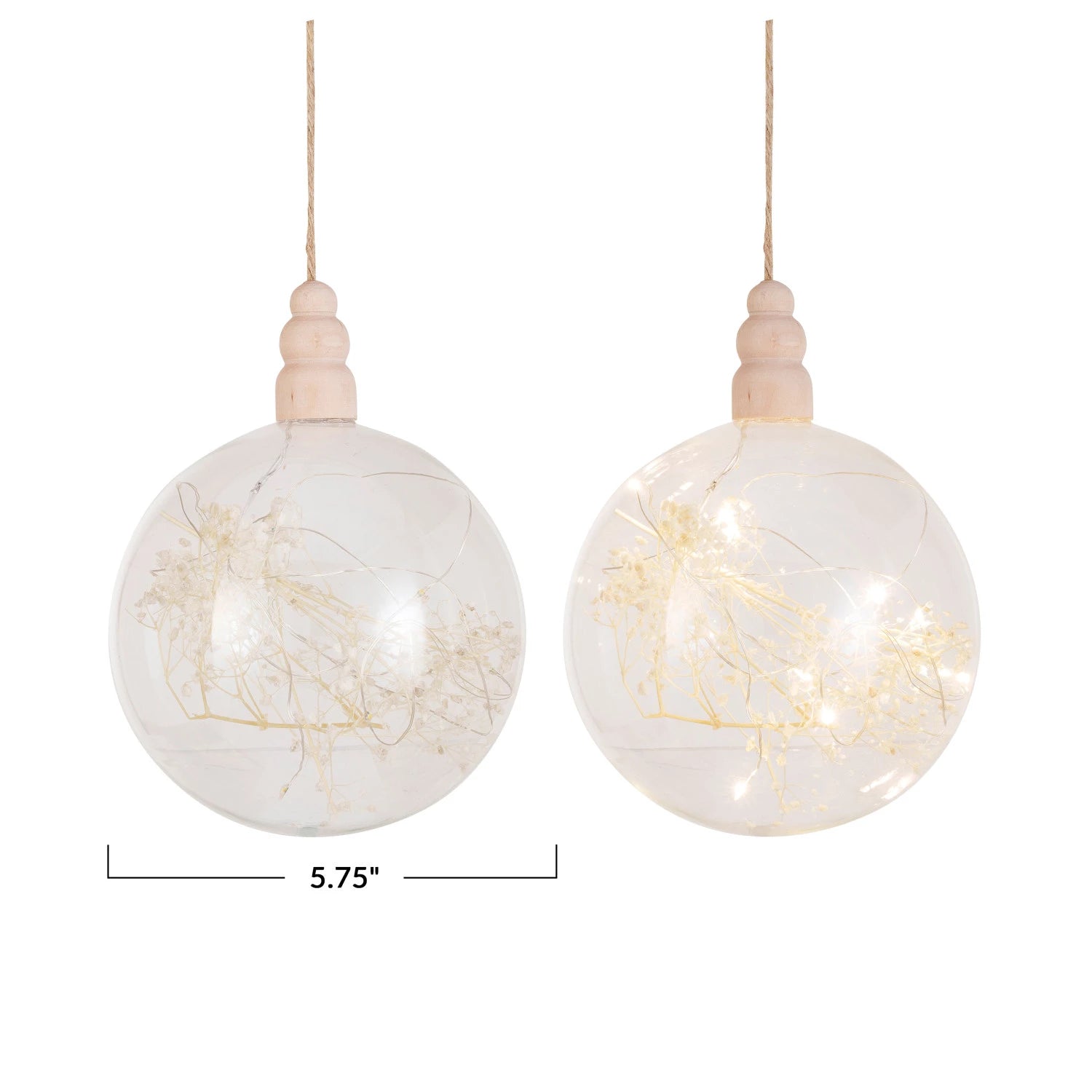 Glass & Wood LED Ornament