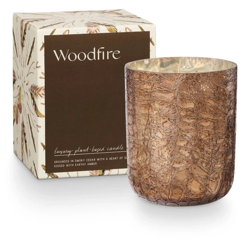 Woodfire Boxed Crackle Glass Candle (2 Sizes)