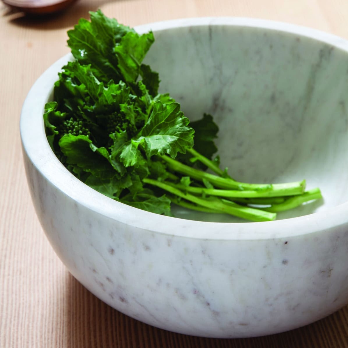 10.75" White Marble Serving Bowl