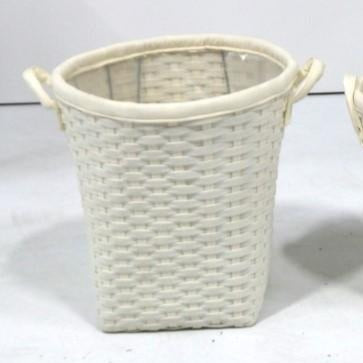 White Weave Basket with Handles 3 Sizes Available