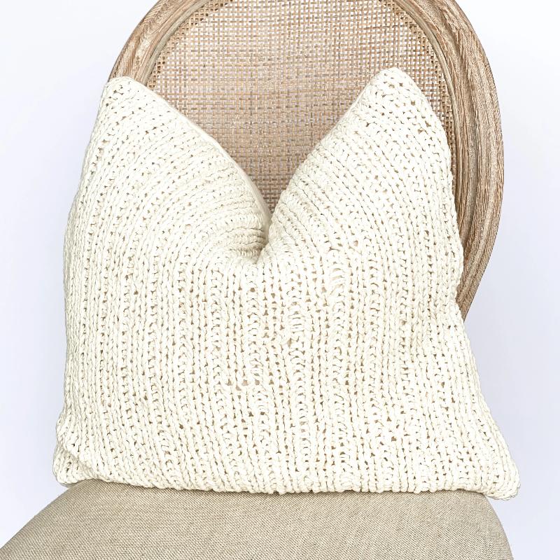 20" Ivory Cotton Knit Pillow