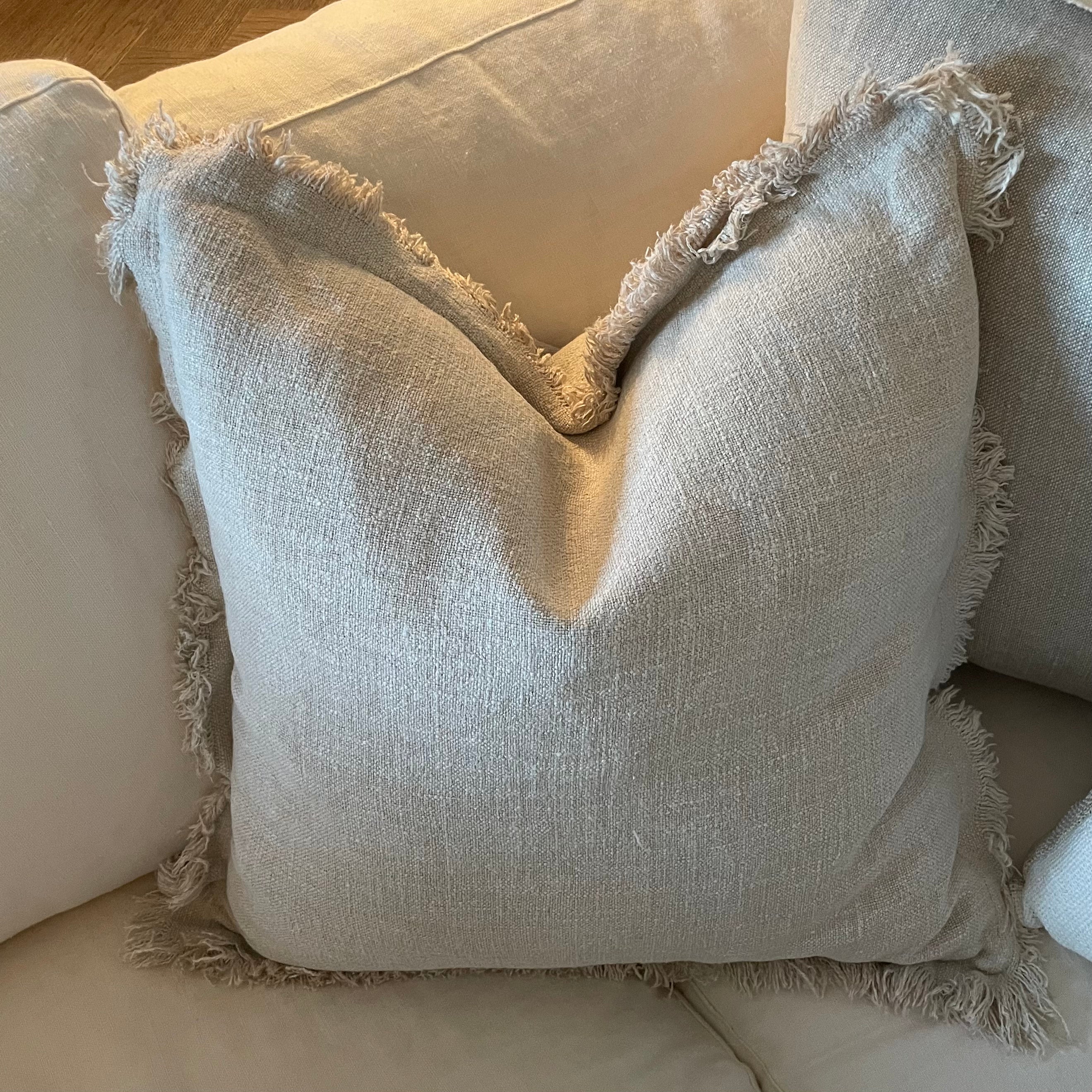 Riley Oatmeal Frayed Pillow -22x22