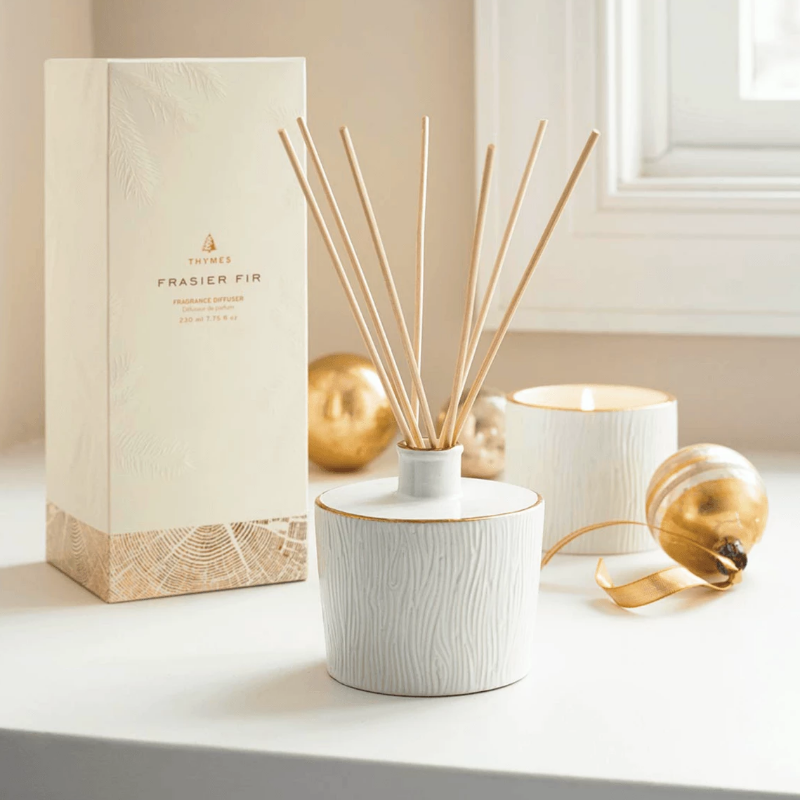 Thymes Frasier Fir Gilded Ceramic Reed Diffuser