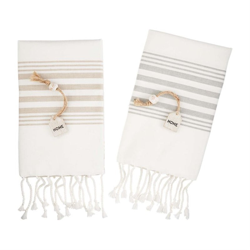 2-PK WEEKEND KITCHEN Turkish Cotton Kitchen Towels White Striped