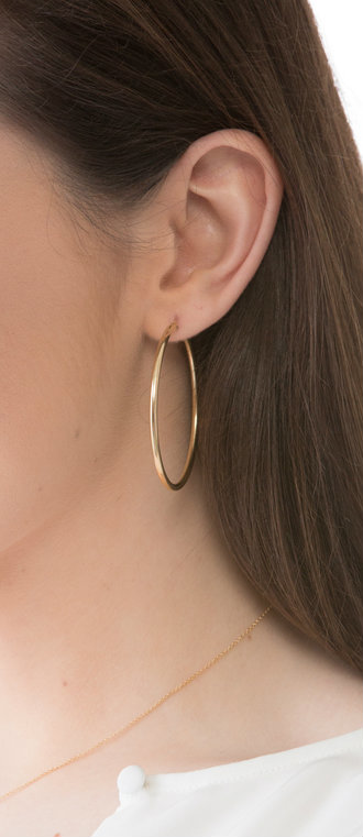 Round Gold Hoop Earring 2mm-Smooth