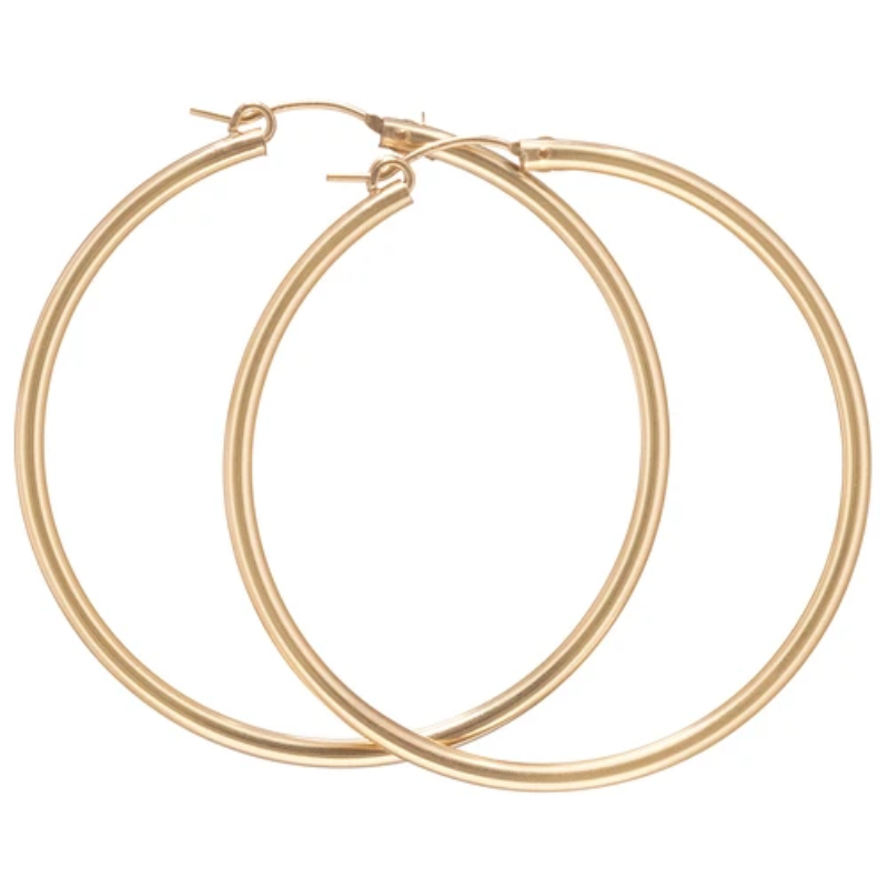 Round Gold Hoop Earring 2mm-Smooth