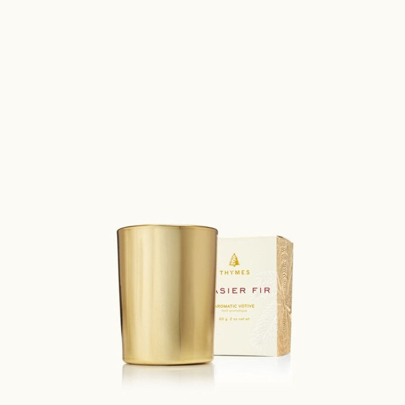 Frasier Fir Gilded Votive Candle-Gold